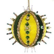 Quirks! Seasonal Decor, Christmas Beaded & Sequined Bauble - YELLOW
