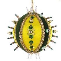 Quirks! Seasonal Decor, Christmas Beaded & Sequined Bauble - YELLOW