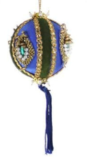 Quirks! Seasonal Decor, Christmas Beaded & Sequined Bauble - YELLOW