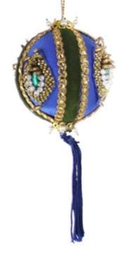 Quirks! Seasonal Decor, Christmas Beaded & Sequined Bauble - YELLOW