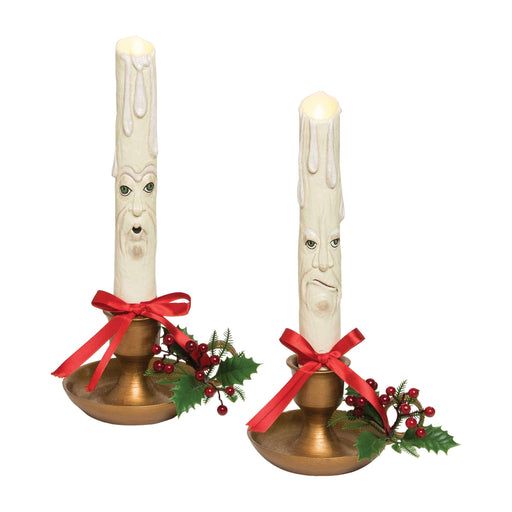 Quirks! Seasonal Decor, Christmas Christmas Jingle & Jangle Gathered Traditions LED Candlestick Set 2