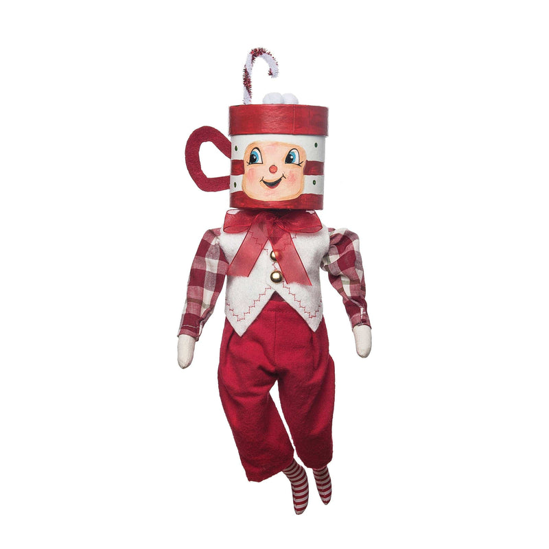 Quirks! Seasonal Decor, Christmas Coco Chip Gathered Traditions Box Head Art Doll