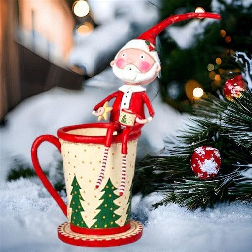 Quirks! Seasonal Decor, Christmas Cocoa and Cookies Santa Figurine by Lori Mitchell