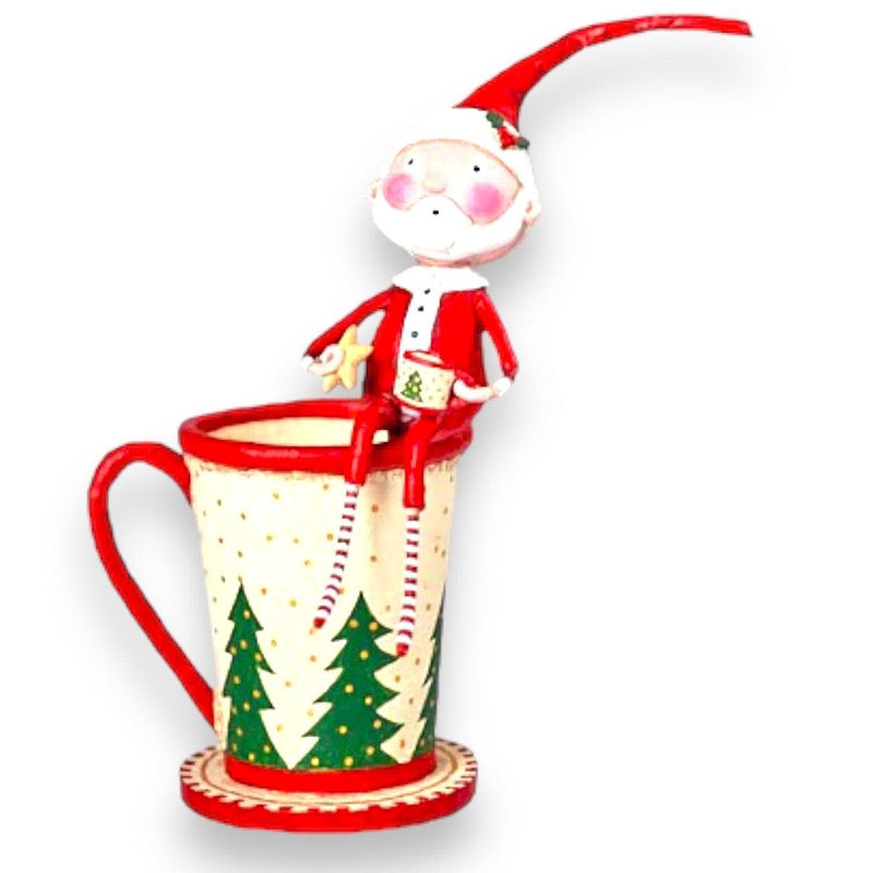 Quirks! Seasonal Decor, Christmas Cocoa and Cookies Santa Figurine by Lori Mitchell