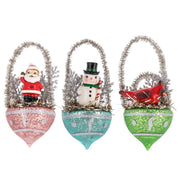 Quirks! Seasonal Decor Christmas Figure in Ornament Basket Set of 3