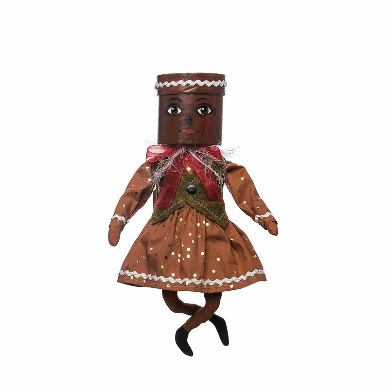 Quirks! Seasonal Decor, Christmas Gretta Gingerbread Gathered Traditions Box Head Art Doll