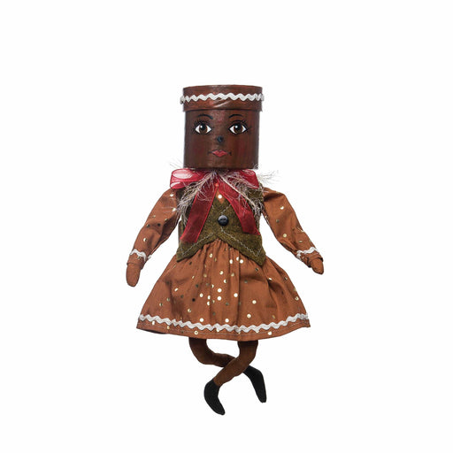 Quirks! Seasonal Decor, Christmas Gretta Gingerbread Gathered Traditions Box Head Art Doll