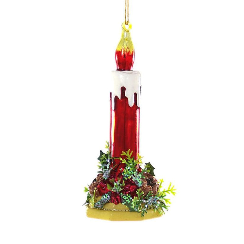 Quirks! Seasonal Decor, Christmas Kitschy Christmas Candle Blown Glass Ornament