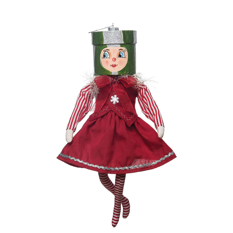 Quirks! Seasonal Decor, Christmas Merriam Gathered Traditions Box Head Art Doll