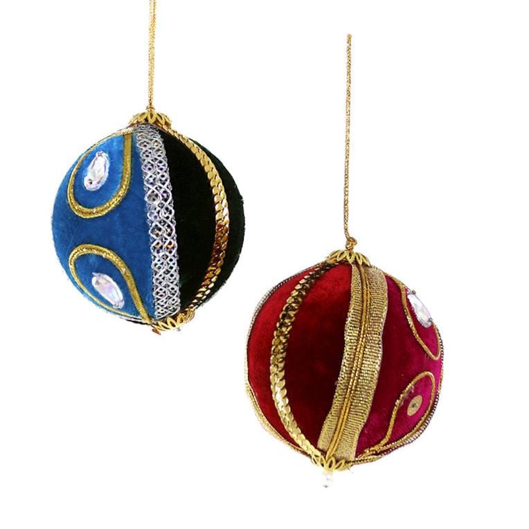 Quirks! Seasonal Decor, Christmas Mod Velvet Bauble 2 Asst by Cody Foster