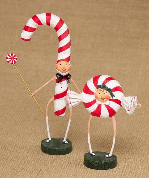 Quirks! Seasonal Decor, Christmas Patsy & Peppie Mint Set of 2 Lori Mitchell Figurines