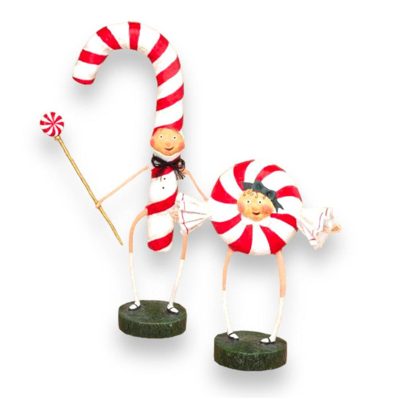 Quirks! Seasonal Decor, Christmas Patsy & Peppie Mint Set of 2 Lori Mitchell Figurines
