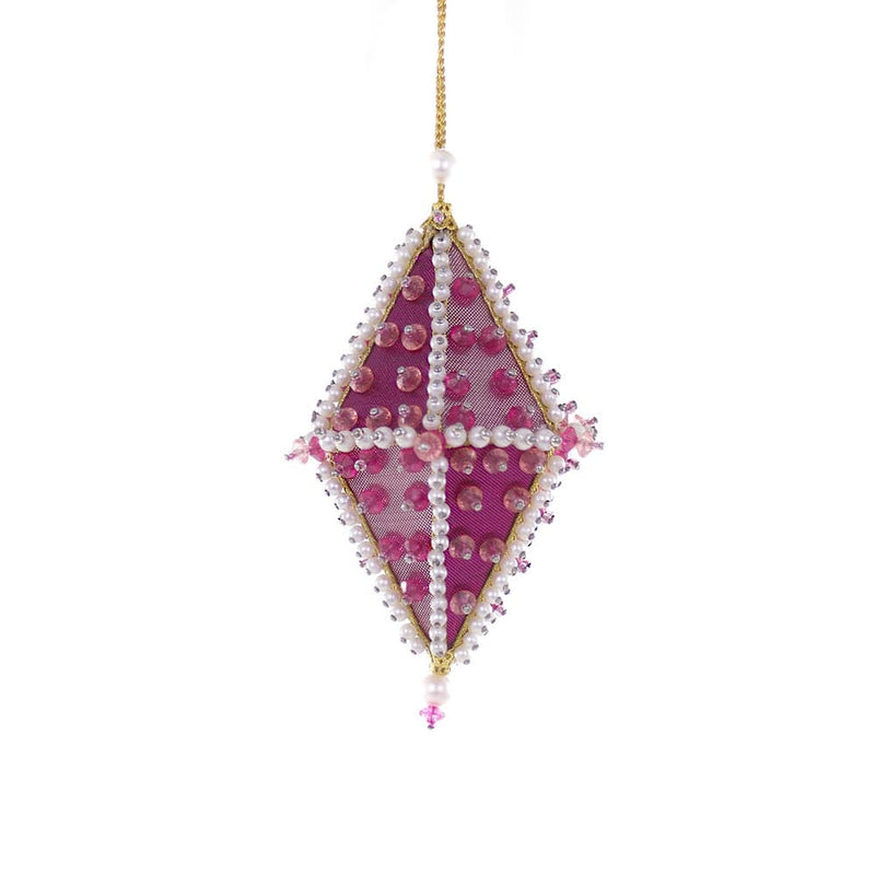 Quirks! Seasonal Decor, Christmas Retro Beaded And Sequined Diamond Ornament