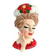 Quirks! Seasonal Decor, Christmas Retro Christmas Lady Head Vase -12"