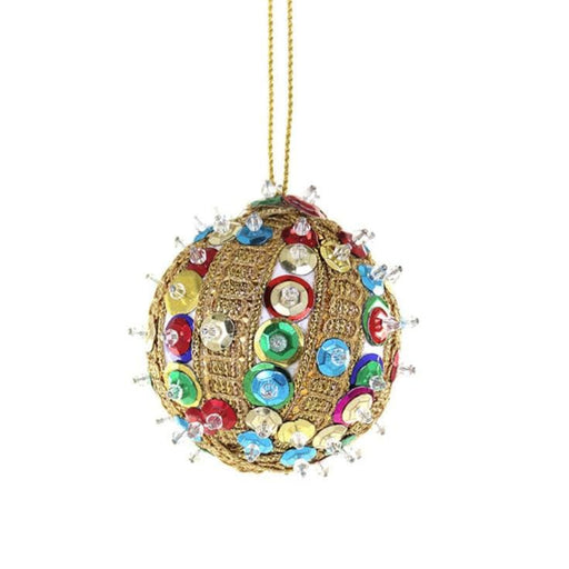 Quirks! Seasonal Decor, Christmas Ribboned And Sequined Bauble - Small by Cody Foster & Co