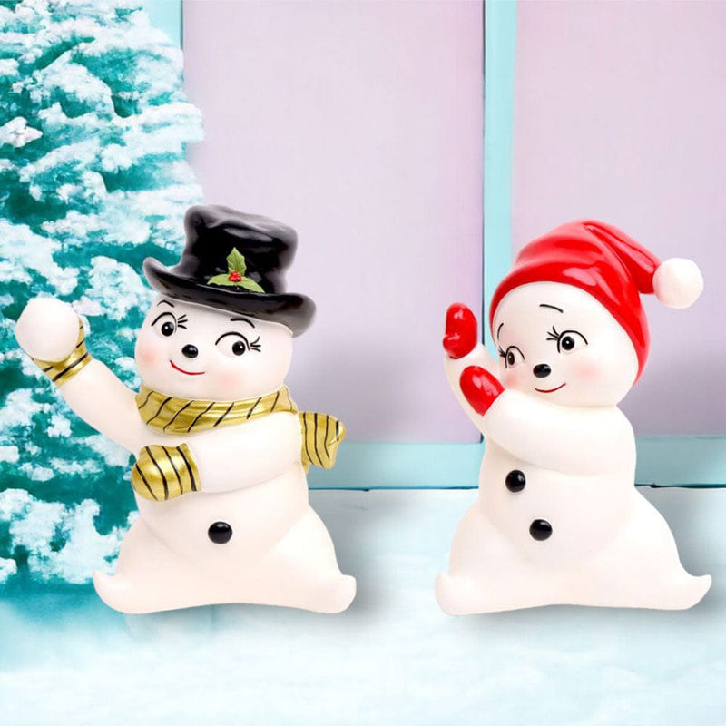 Quirks! Seasonal Decor, Christmas Set/2 Retro Snow Kids Playing by December Diamonds