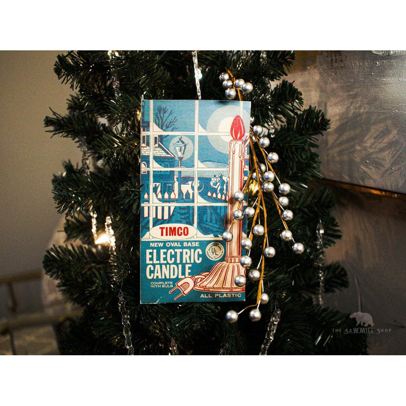 Quirks! Seasonal Decor, Christmas Timco Electric Candle Christmas Lights Box Wood Cutout-10"