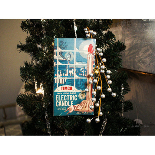 Quirks! Seasonal Decor, Christmas Timco Electric Candle Christmas Lights Box Wood Cutout-10"