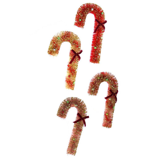 Quirks! Seasonal Decor, Christmas Vintage Brush Candy Canes 10" Set of 4 Asst