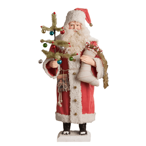 Quirks! Seasonal Decor, Christmas Vintage Santa Holding Stocking by Bethany Lowe Designs