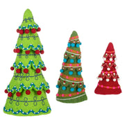 Quirks! Seasonal Decor Embroidered Tree Set of 3