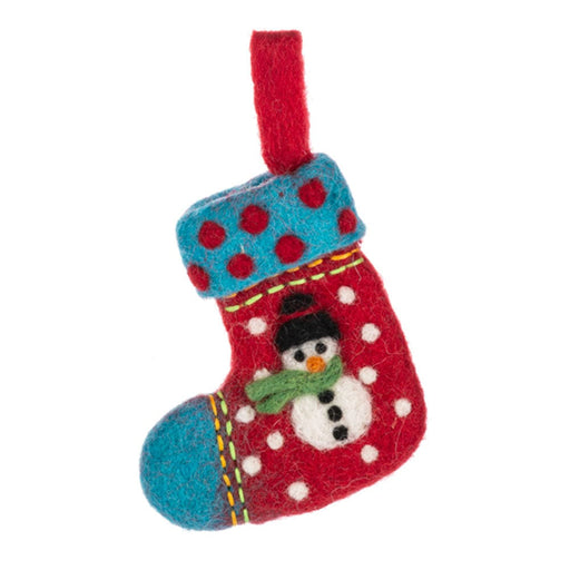 Quirks! Seasonal Decor Felted Wool Santa & Snowman Stocking Ornaments Set of 2