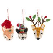 Quirks! Seasonal Decor Felted Wool Winter Pal Ornaments Set of 3