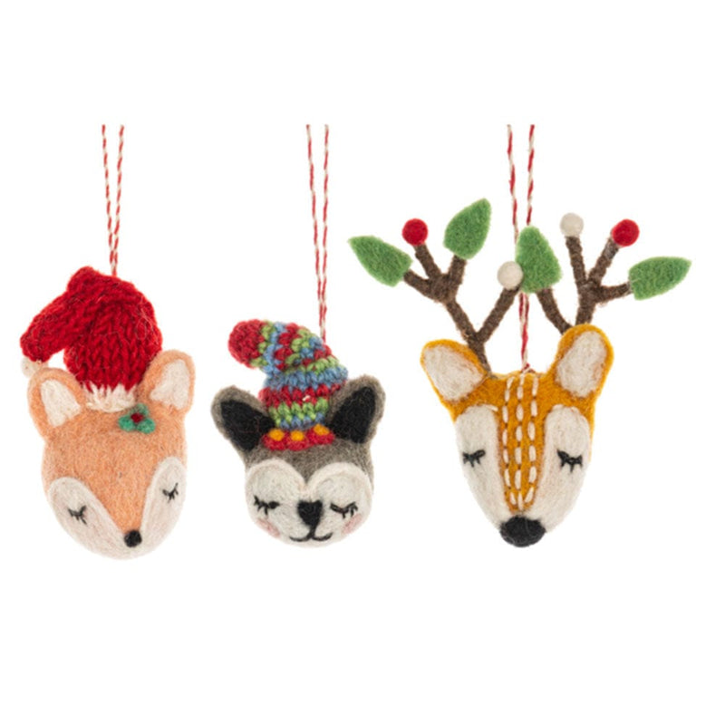 Quirks! Seasonal Decor Felted Wool Winter Pal Ornaments Set of 3