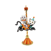 Quirks! Seasonal Decor, Halloween 11" Skull on Cat Carousel by December Diamonds