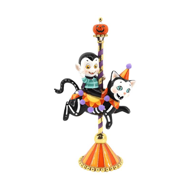 Quirks! Seasonal Decor, Halloween 11" Vampire on Cat Carousel by December Diamonds
