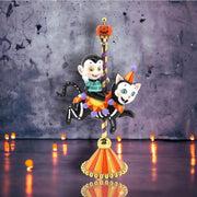 Quirks! Seasonal Decor, Halloween 11" Vampire on Cat Carousel by December Diamonds