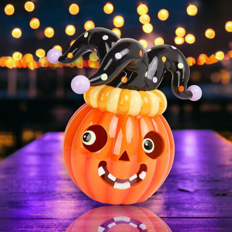Quirks! Seasonal Decor, Halloween 13.5" Pumpkin w/Jester Hat - NEW 2024 by December Diamonds