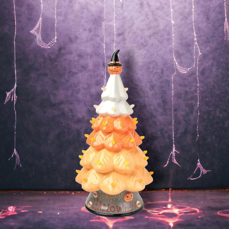 Quirks! Seasonal Decor, Halloween 14" Candy Corn Tree w/LED Lights by December Diamonds