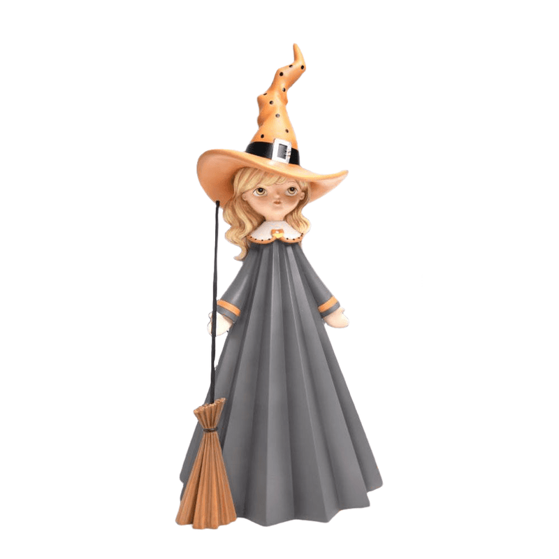 Quirks! Seasonal Decor, Halloween 21" Witch Girl w/Broom by December Diamonds