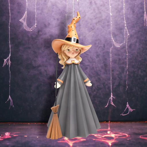 Quirks! Seasonal Decor, Halloween 21" Witch Girl w/Broom by December Diamonds