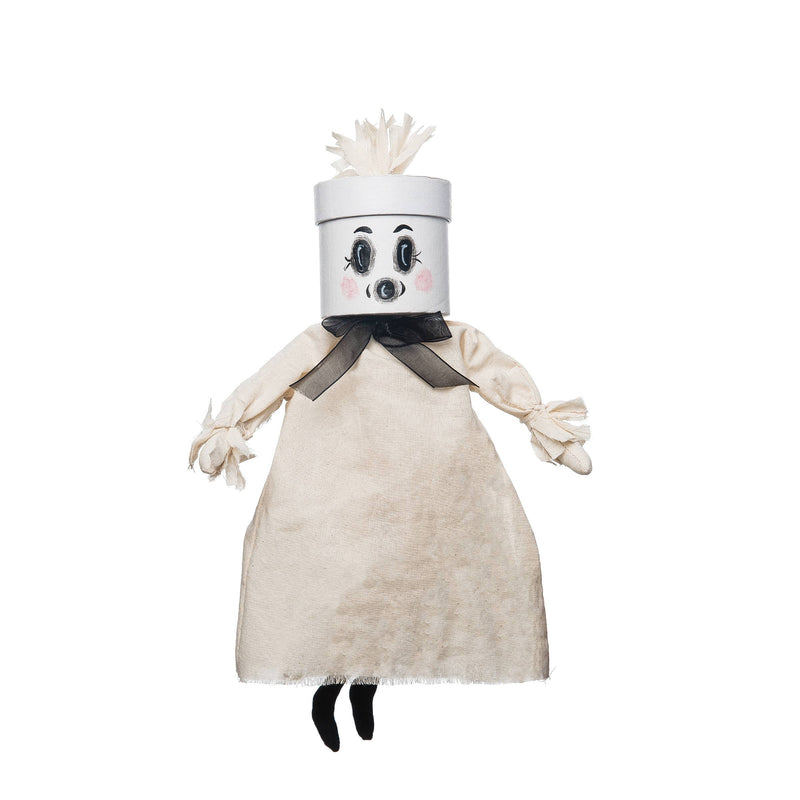 Quirks! Seasonal Decor, Halloween Ambrose Ghost Gathered Traditions Box Head Art Doll