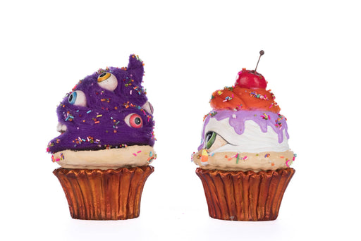 Quirks! Seasonal Decor, Halloween Creepy Cupcakes Crazy Eyes And Crabby Crumbs Set of 2
