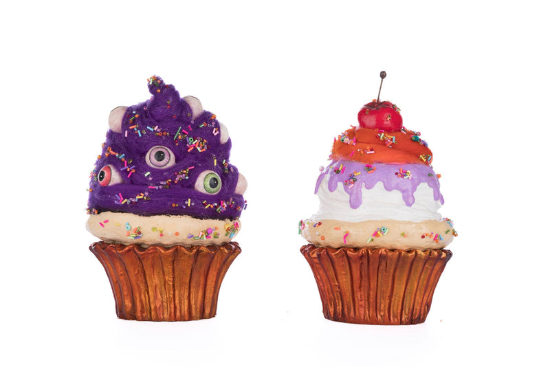 Quirks! Seasonal Decor, Halloween Creepy Cupcakes Crazy Eyes And Crabby Crumbs Set of 2