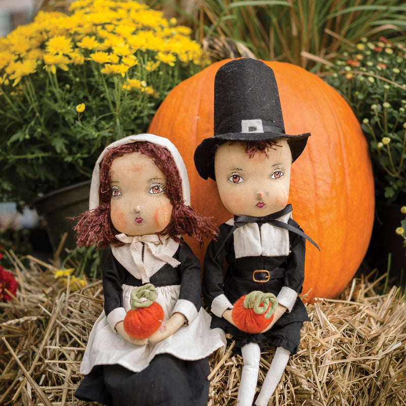 Quirks! Seasonal Decor, Halloween Eve Pilgrim Gathered Traditions Art Doll