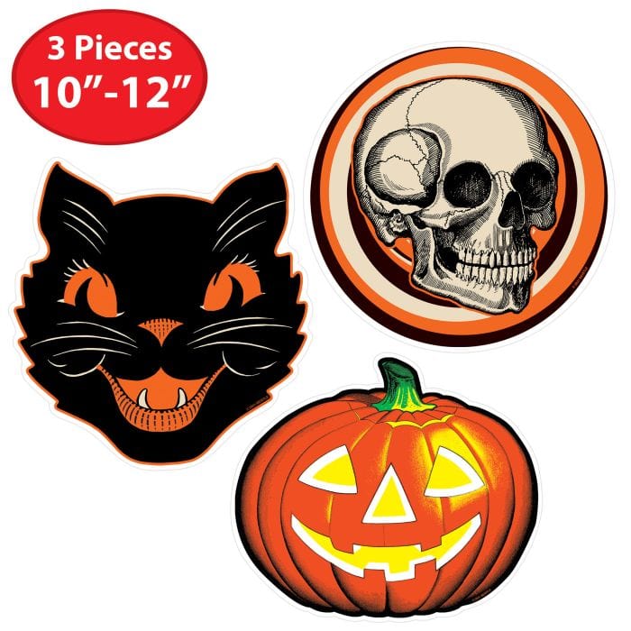 Quirks! Seasonal Decor, Halloween Plastic Vintage Halloween Cutouts Set of 3 by Beistle