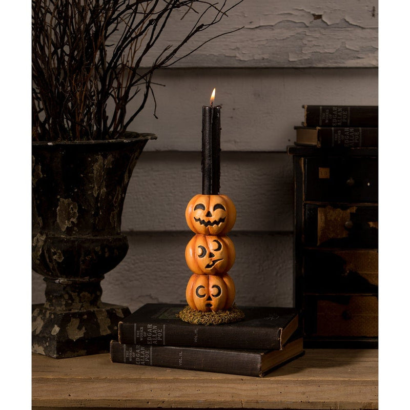 Quirks! Seasonal Decor, Halloween Pumpkin Stack Candlestick by Bethany Lowe Designs