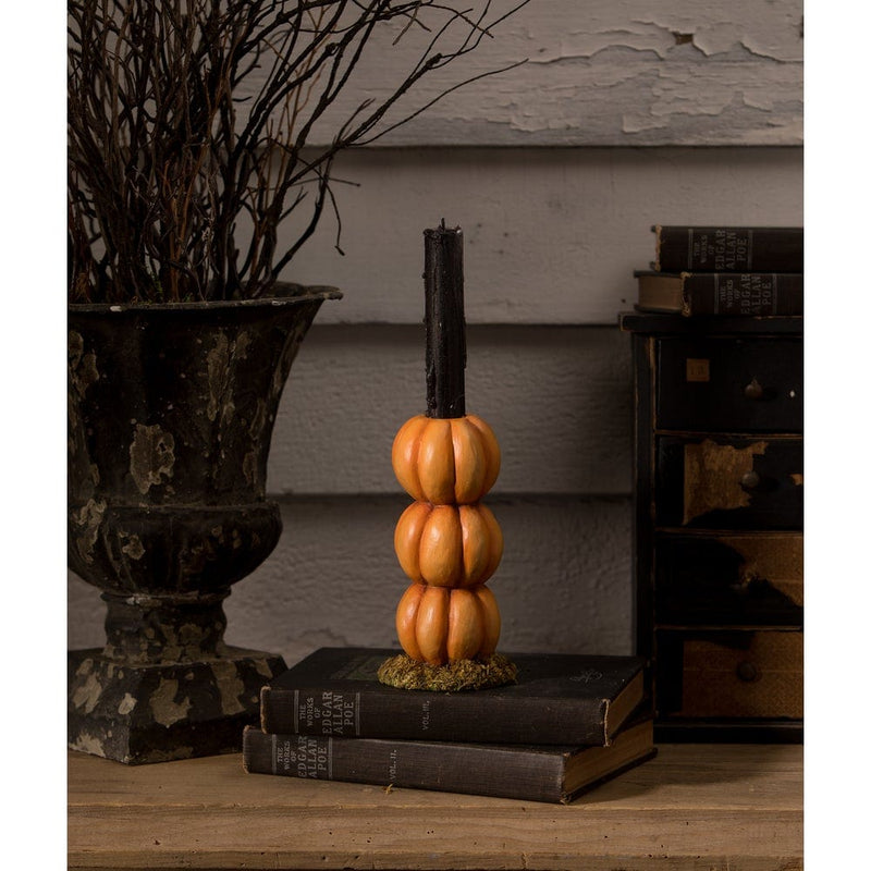 Quirks! Seasonal Decor, Halloween Pumpkin Stack Candlestick by Bethany Lowe Designs