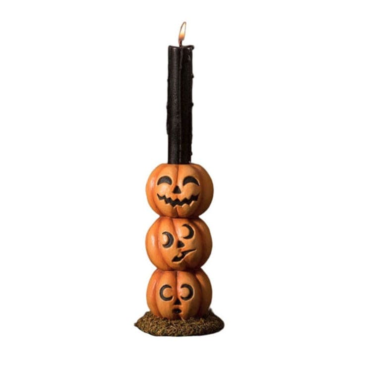 Quirks! Seasonal Decor, Halloween Pumpkin Stack Candlestick by Bethany Lowe Designs
