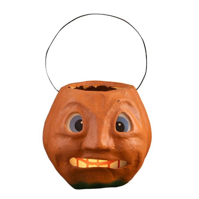 Quirks! Seasonal Decor, Halloween Scary Vintage Pumpkin Bucket Medium by Bethany Lowe Designs
