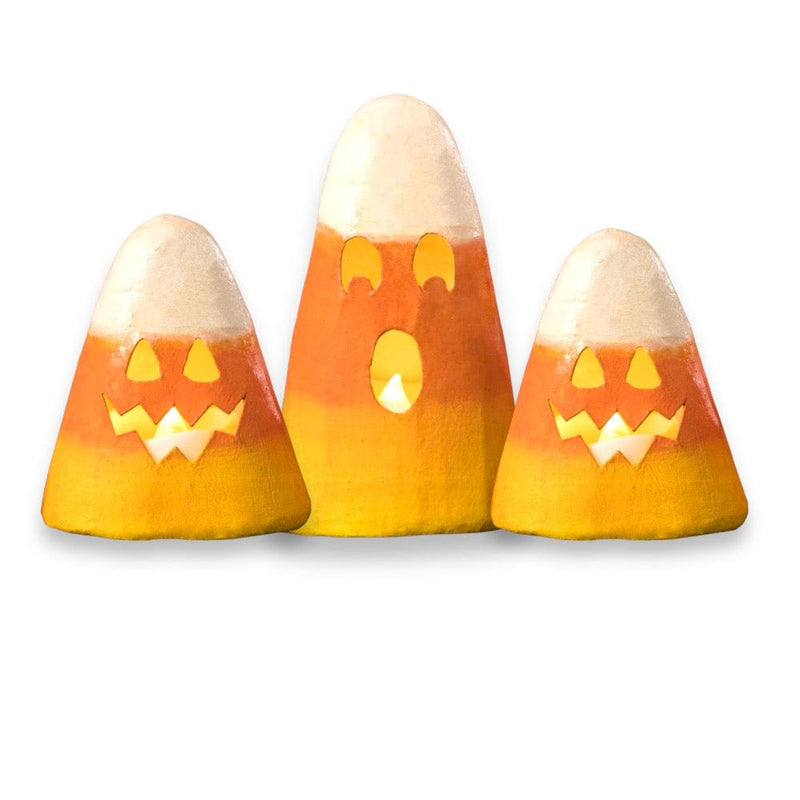 Quirks! Seasonal Decor, Halloween Set of 3 Candy Corn Luminaries by Bethany Lowe Designs
