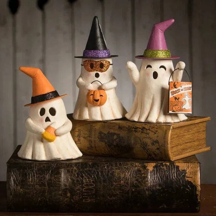 Quirks! Seasonal Decor, Halloween Set of 3 Halloween Witchy Ghost Luminaries by Bethany Lowe Designs
