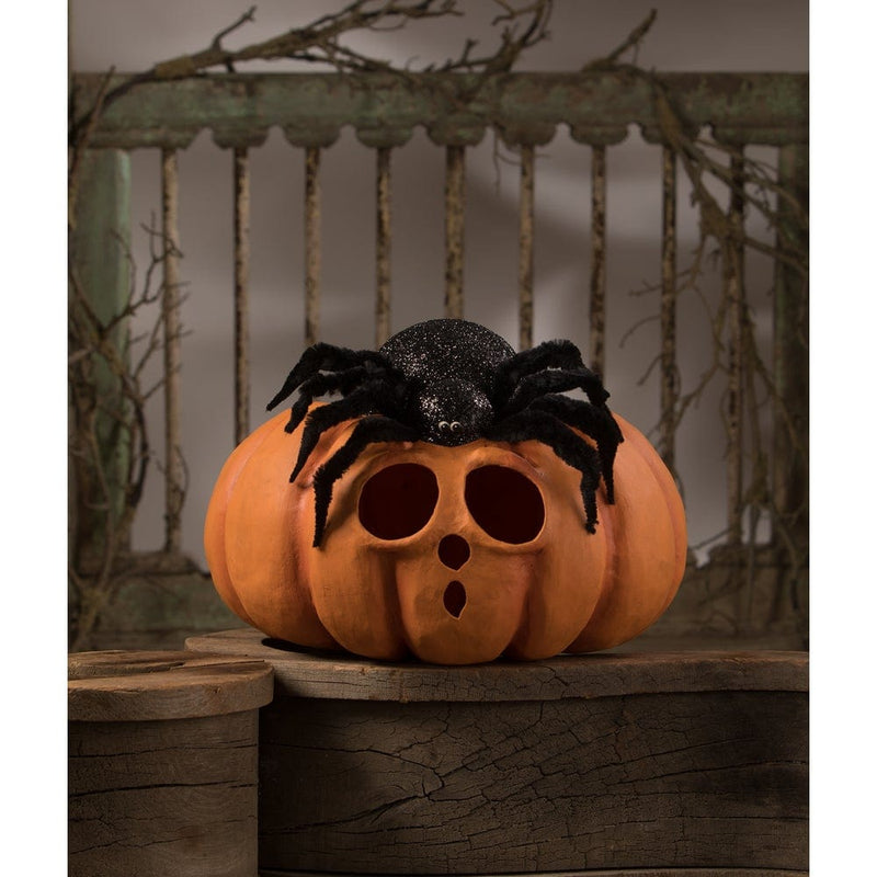 Quirks! Seasonal Decor, Halloween Spider on Pumpkin JOL by Bethany Lowe Designs