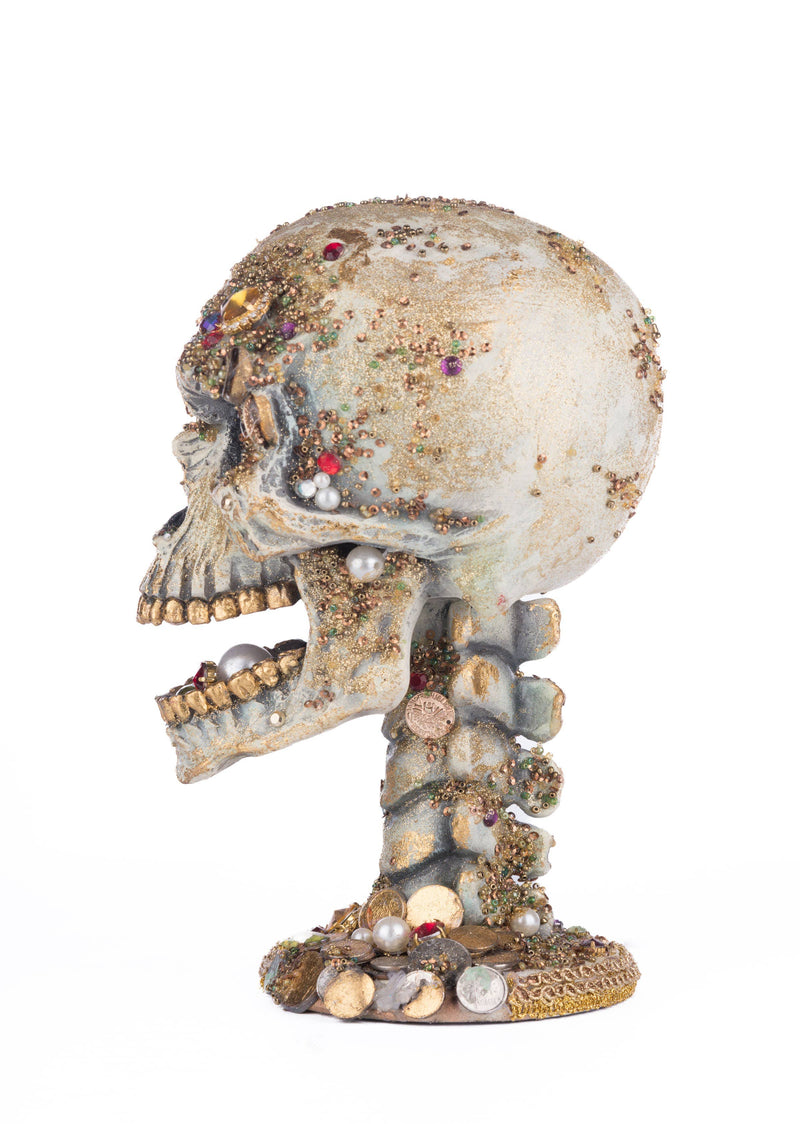 Quirks! Seasonal Decor, Halloween Treacherous Treasure Tall Skull Tabletop