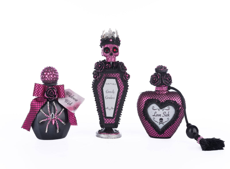 Quirks! Seasonal Decor, Halloween Vanity Potion Bottles Assortment of 3 by Katherine's Collection