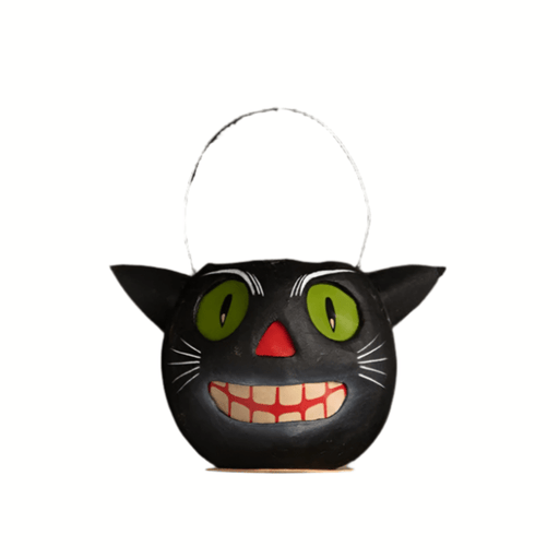 Quirks! Seasonal Decor, Halloween Vintage Cat Bucket Small by Bethany Lowe Designs